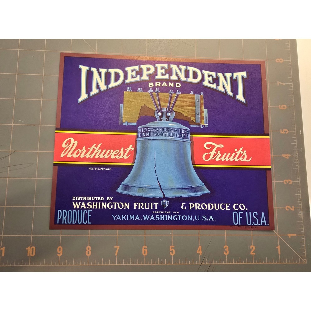 Independent Brand Northwest Fruits Vintage Produce Crate Label‎ 1931 Yakima WA